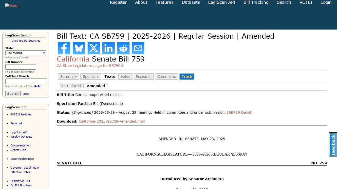 Bill Text: CA SB759 | 2025-2026 | Regular Session | Amended | LegiScan
